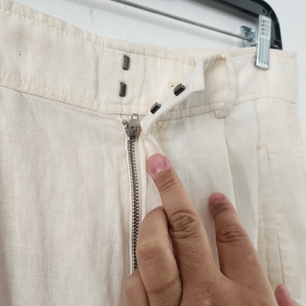 Everlane Linen Way High Wide Leg Pants in cream Size 10 - Picture 10 of 15